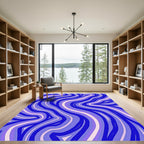 Vivid Blue Purple Wavy Stripes Rug
