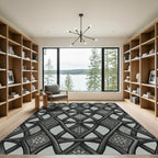 Ornate Gray Interlocking Vine Rug