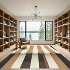 Brown Cream Vertical Stripe Awning Rug