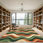 Retro Earthy Wave Horizon Composition Rug
