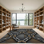 Metallic Chain Link Industrial Texture Rug