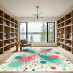 Teal Coral Splatter Dot Burst Rug