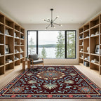 Elegant Burgundy Floral Star Medallion Rug