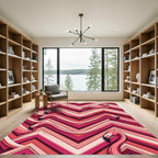 Vibrant Pink Flamingo Geometric Chevron Rug