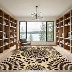 Dark Brown Spiky Sunburst Speckled Rug