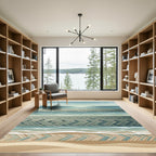 Seaside Woven Herringbone Layered Ocean Hue Rug