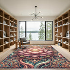 Ethereal Pink Lotus Floral Mandala Rug