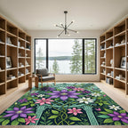 Purple Pink White Floral Greenhouse Art Rug