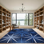 Celestial Navy Blue Starburst Mosaic Rug