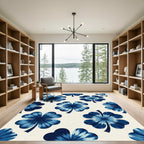 Deep Blue Tie Dye Clover Rug