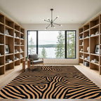 Black Amber Curled Wavy Lines Rug