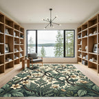 William Morris Cream Botanical Floral Vine Rug