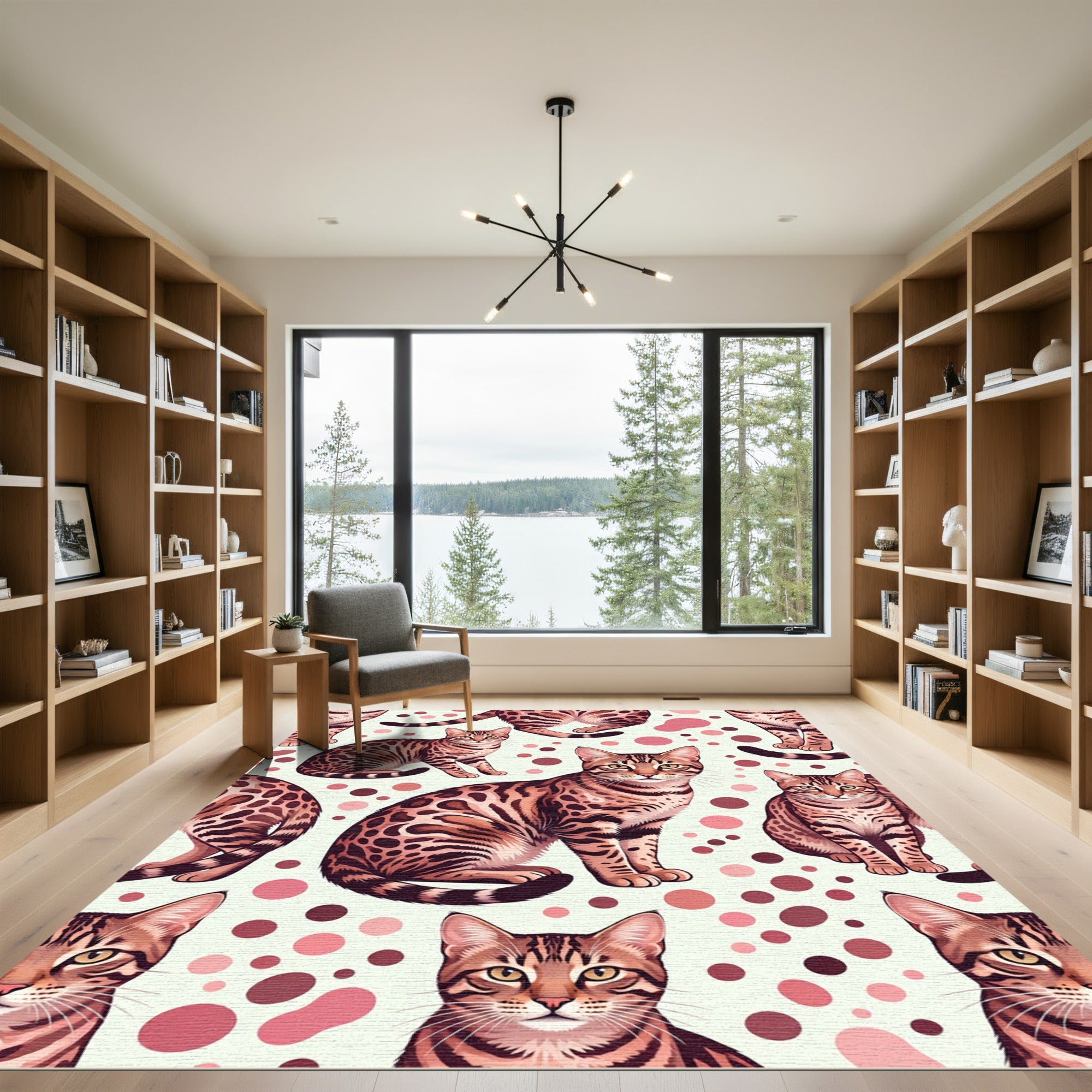Playful Bengal Cats with Polka Dots Rug