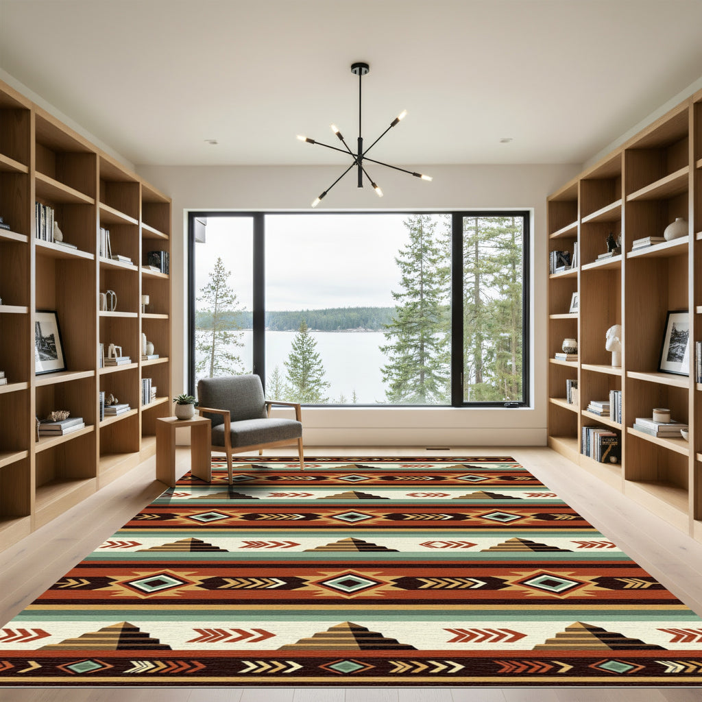 Earthy Southwestern Geometric Pyramid Stripe Rug