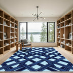 Modern Navy Blue Interwoven Lattice Rug