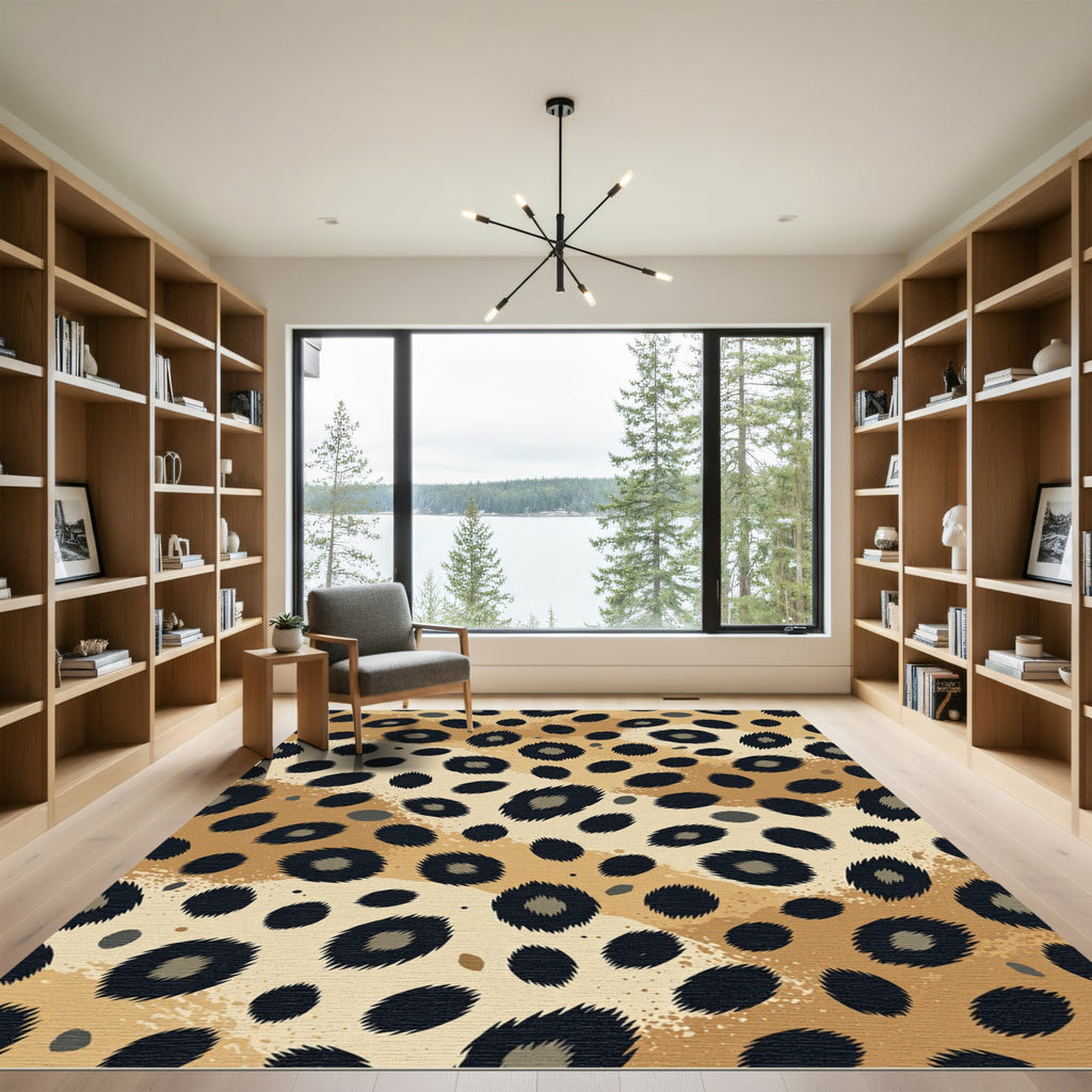 Golden Brown Spotted Animal Hide Rug