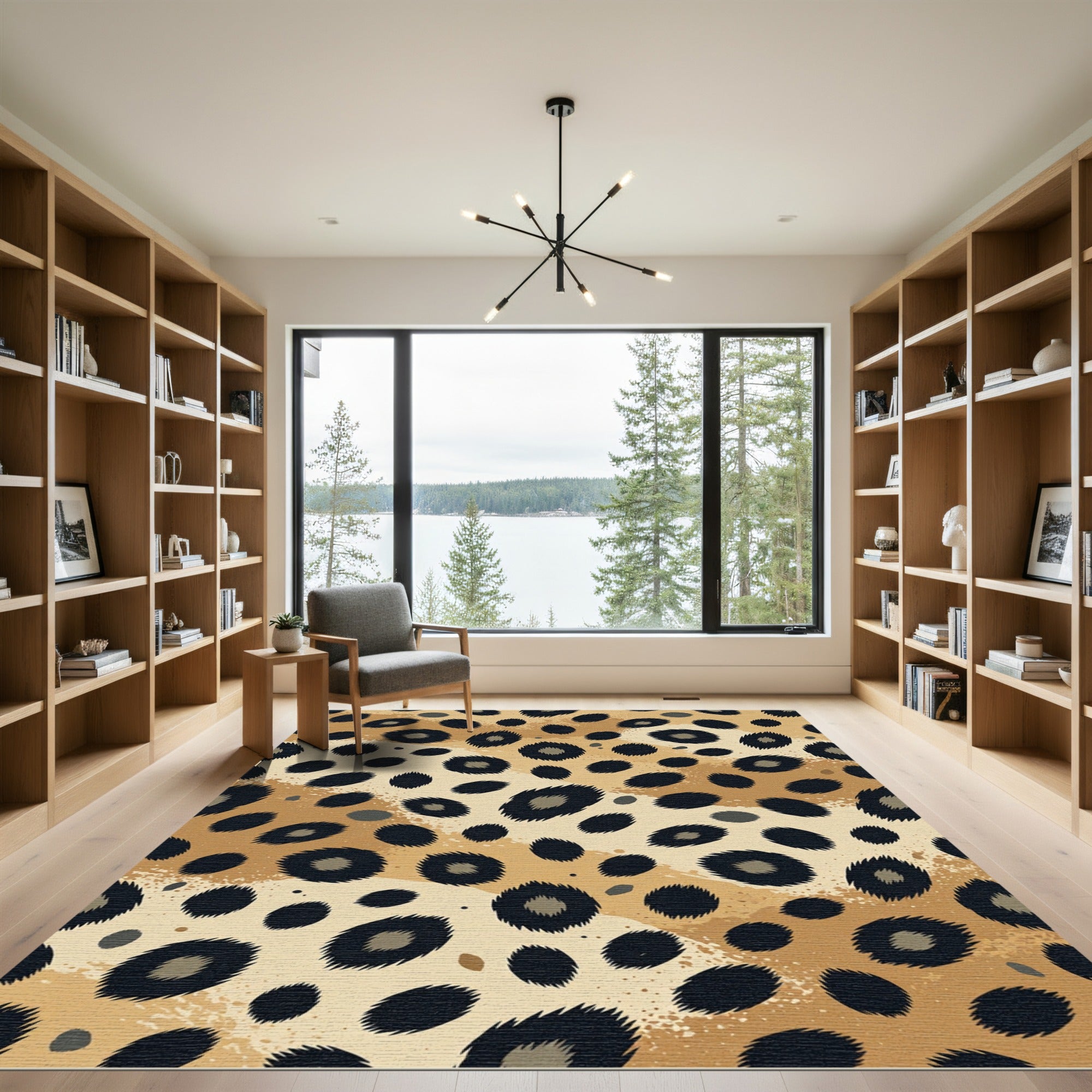 Golden Brown Spotted Animal Hide Rug