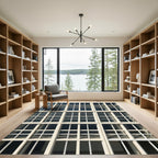 Modern Beige Grid Window Rug