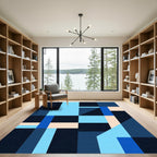 Abstract Geometric Arrangement Blues Rug