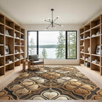 Gold Ivory Quatrefoil Arabesque Rug