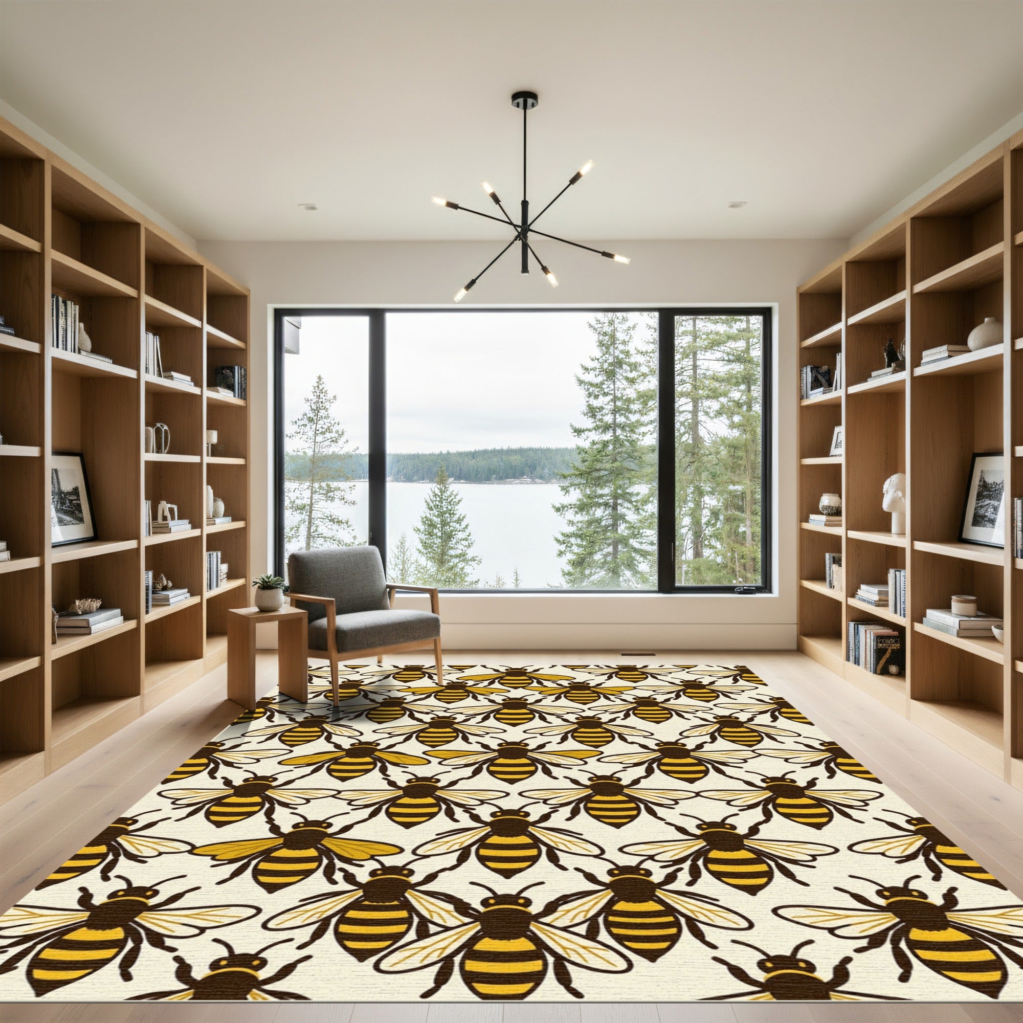 Honeybee Yellow Geometric Repeating Insect Rug