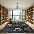 Gothic Spider and White Flower Illustration Rug