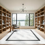 Minimalist White Textured Border Rug