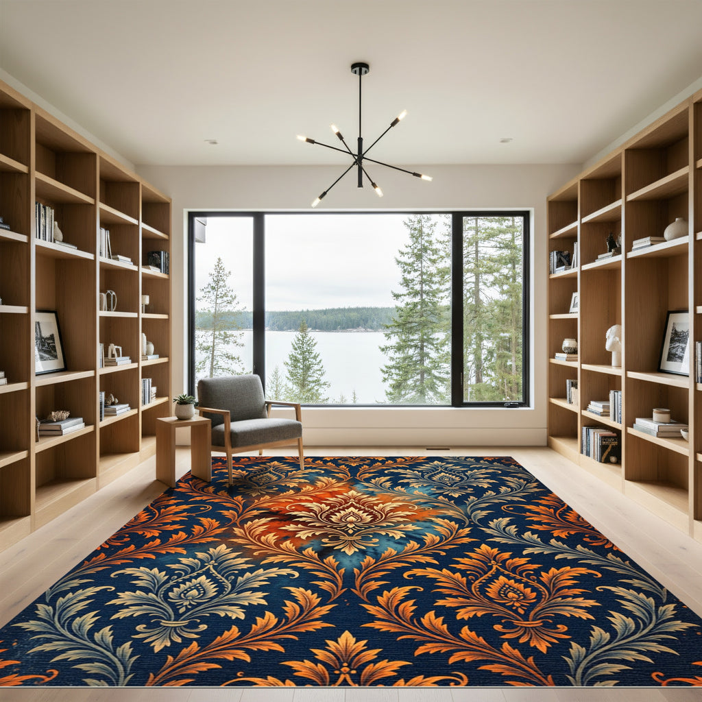 Golden Amber Acanthus Swirl Rug