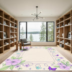 Pastel Lavender Floral Butterfly Swirl Rug