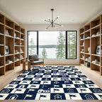 Nautical Houses and Flags Checkerboard Rug