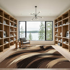 Earthy Swirl Abstract Brushstroke Rug