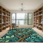 Verdant Twisting Branches Leafy Garland Rug