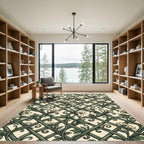 Sage Green Trellis Floral Vine Wallpaper Rug
