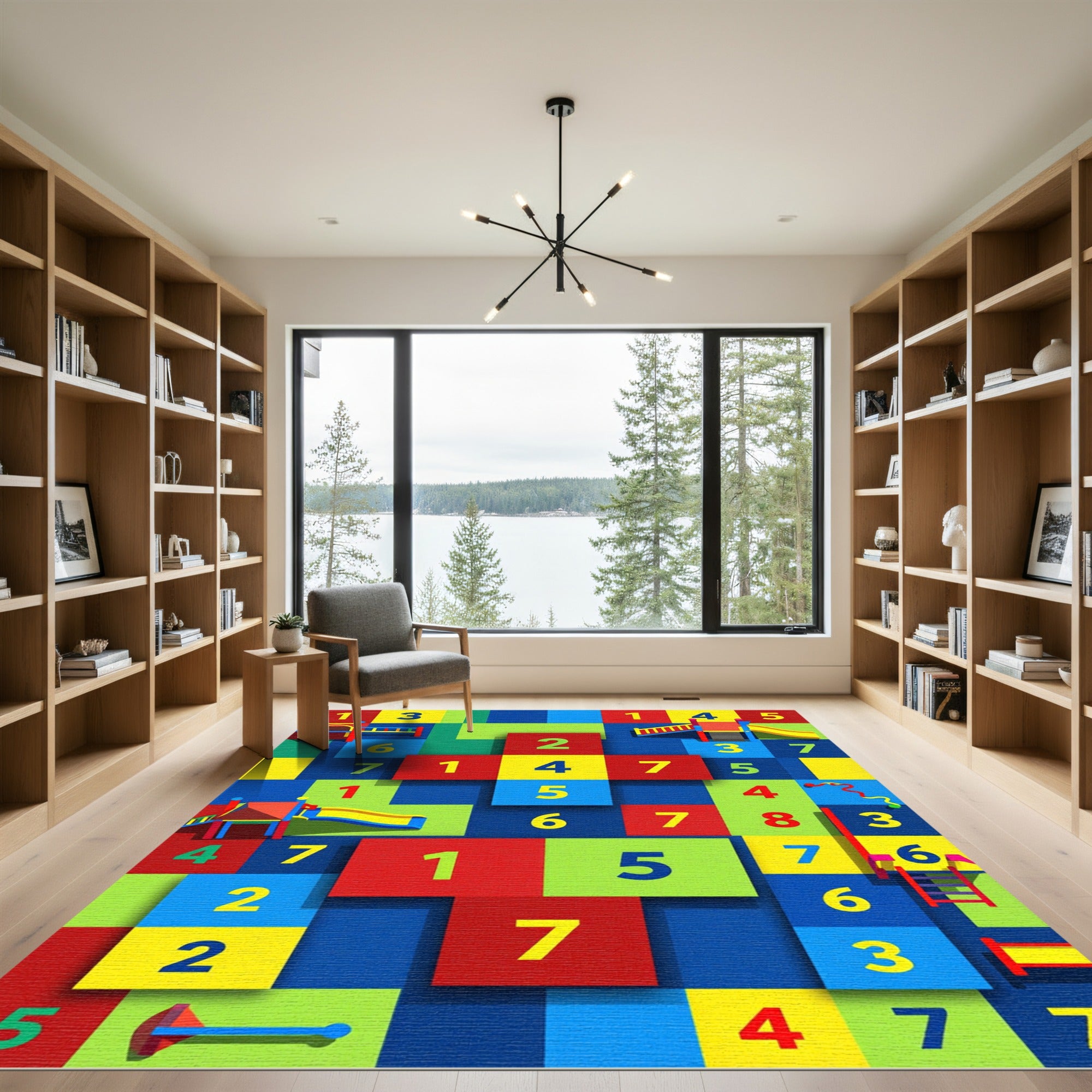 Playful Bright Geometric Playground Grid Rug