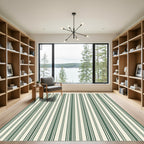 Classic Forest Green Pinstripe Ticking Rug