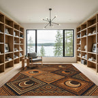 Golden Earthy Moon Diamond Composition Rug