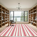 Classic Crimson and Cream Vertical Stripe Rug