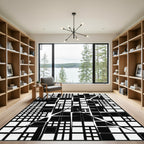 Modern Monochrome Geometric Fractured Grid Rug
