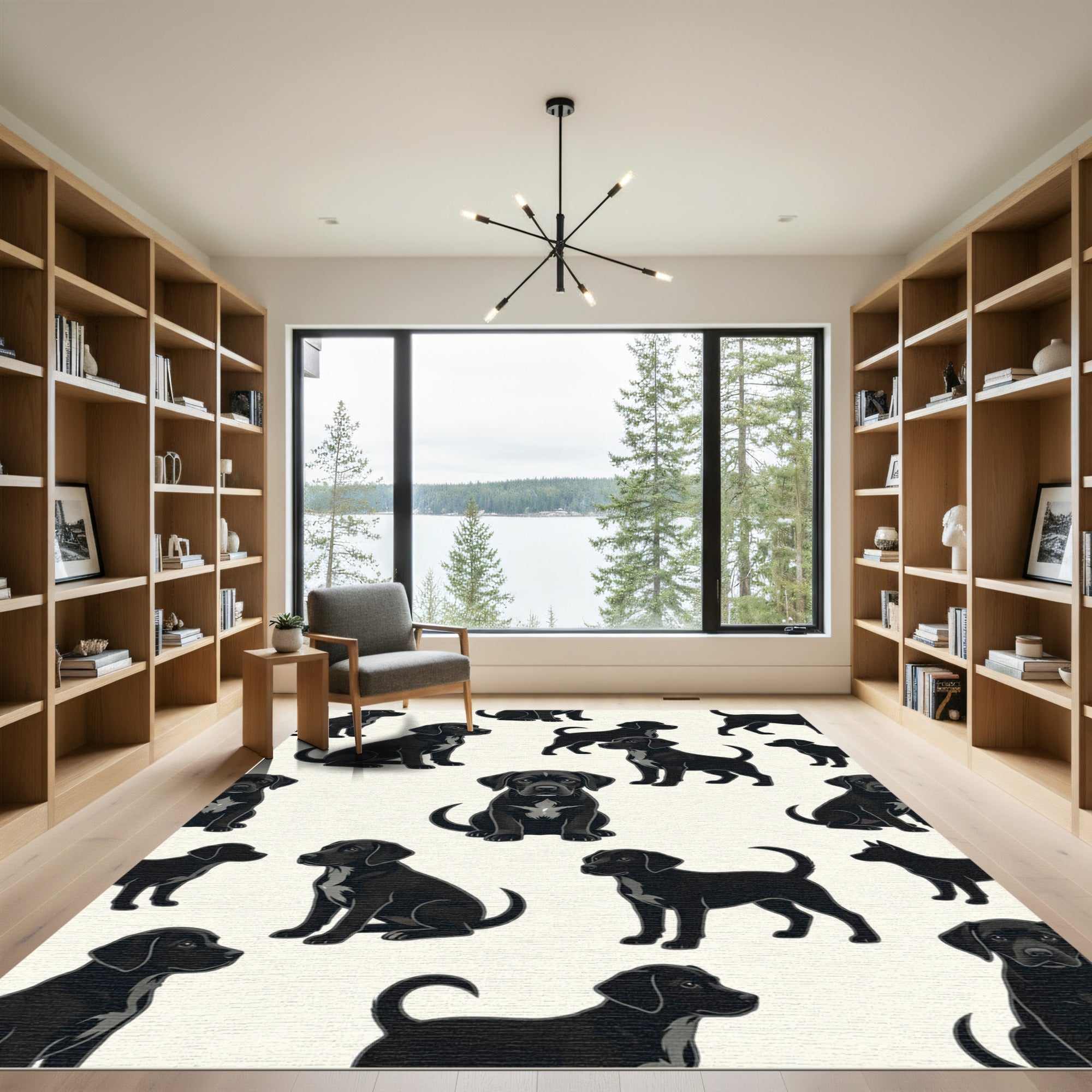 Charming Black Labrador Puppy Surface Rug