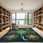 Mid-Century Retro Burst Sun Ray Art Rug