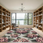 Vintage Blush Pink Hydrangea Floral Rug