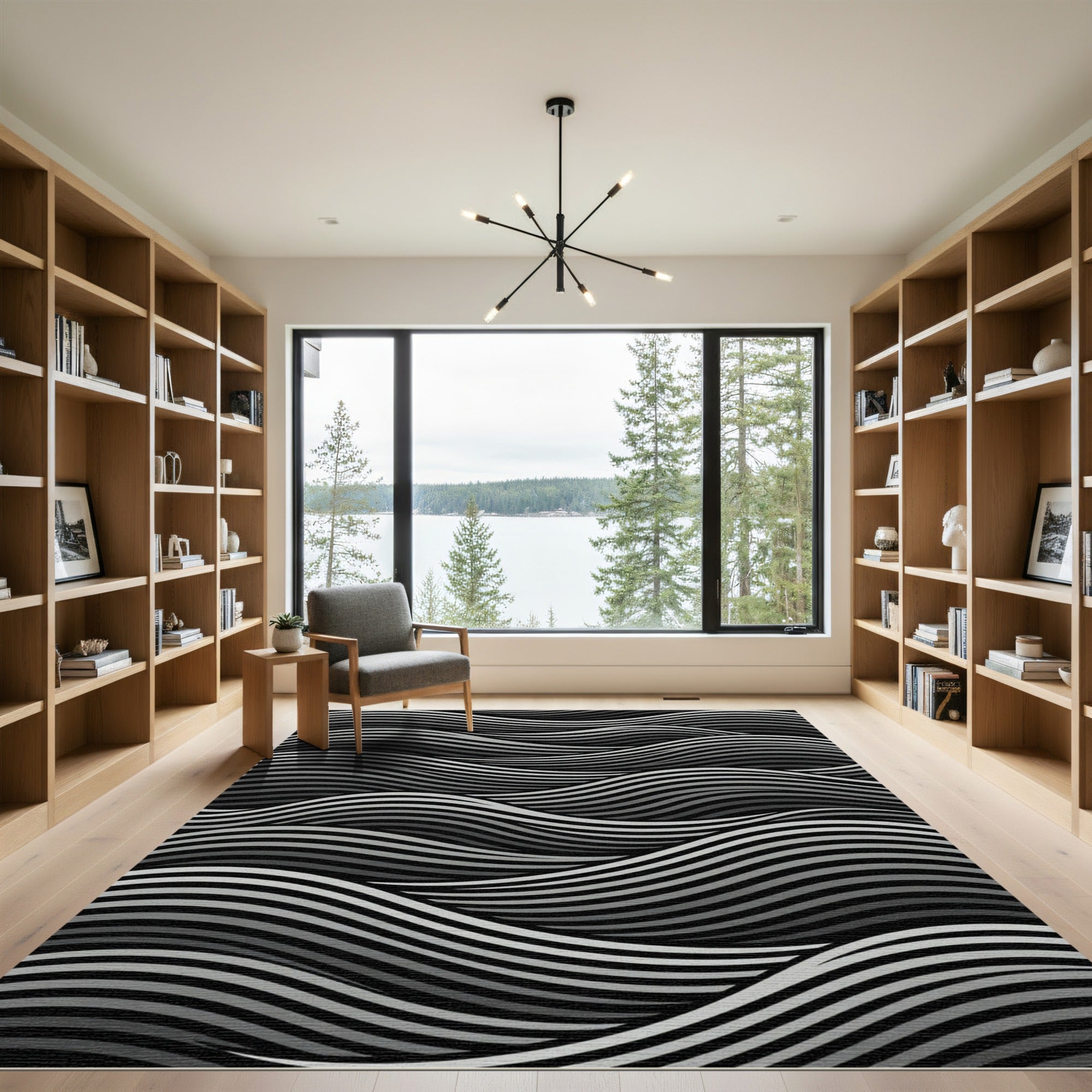Monochromatic Wave Optical Illusion Rug