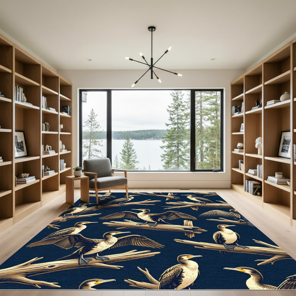 Earthy Cormorant Bird Navy Habitat Rug
