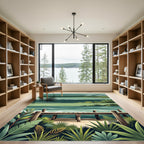 Tropical Dock Waves Lush Foliage Rug