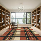 Classic Earthy Red Cream Plaid Rug