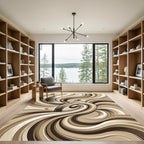 Brown Cream Swirl Abstract Ribbon Rug
