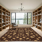 Bronze Geometric Interlocking Lattice Weave Rug
