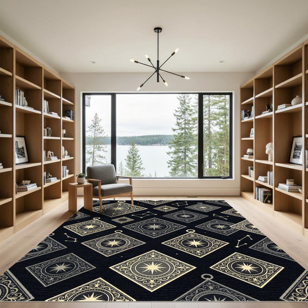Celestial Diamond Constellation Black Rug