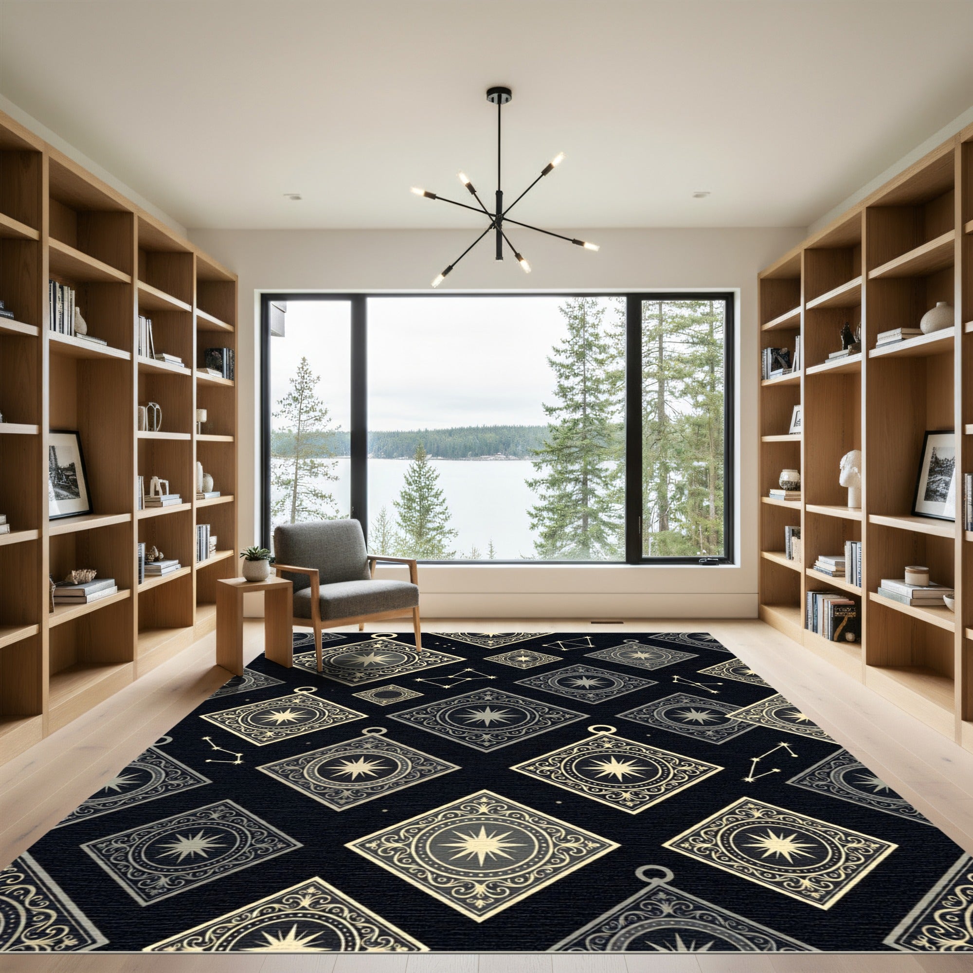 Celestial Diamond Constellation Black Rug