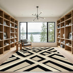 Neutral Geometric Interlocking Lines Rug